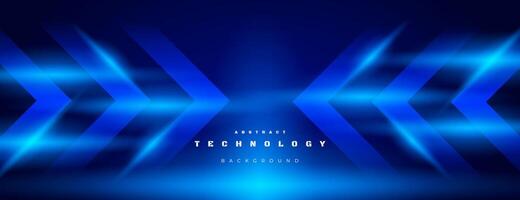 high speed movement technology background with arrow and blue light vector