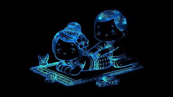 Neon frame effect Thai Massage scene, thailand, black background. video