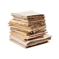 Old paper documents with a sheet of paper isolated on transparent background png