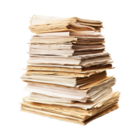 Old paper documents with a sheet of paper isolated on transparent background png