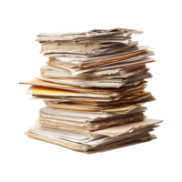 Old paper documents with a sheet of paper isolated on transparent background png