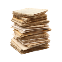 Old paper documents with a sheet of paper isolated on transparent background png