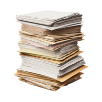 Old paper documents with a sheet of paper isolated on transparent background png