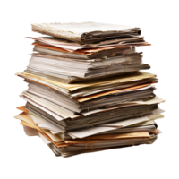 Old paper documents with a sheet of paper isolated on transparent background png