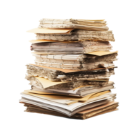 Old paper documents with a sheet of paper isolated on transparent background png