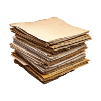 Old paper documents with a sheet of paper isolated on transparent background png