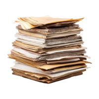 Old paper documents with a sheet of paper isolated on transparent background png