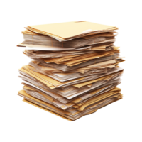 Old paper documents with a sheet of paper isolated on transparent background png