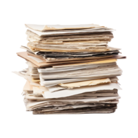 Old paper documents with a sheet of paper isolated on transparent background png