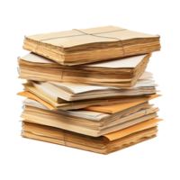 Old paper documents with a sheet of paper isolated on transparent background png