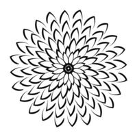 Linear Flower. Simple line art. Doodle ornament outline hand drawn illustration vector