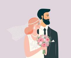Bride and groom. isolated illustration. Design element for wedding concept and other uses vector