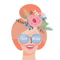 Portrait of cute bride. isolated illustration. Design element for wedding concept and other uses vector