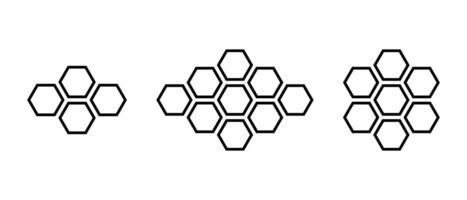 Honeycomb bee icon set in line style. Hexagonal beehive concept vector