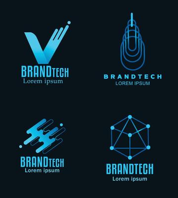 gradient technology logo template collection