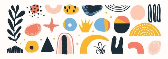 Set of abstract organic shape. hand drawn doodle art. blob vector