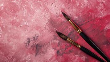 Dusty rose background featuring a calligraphy brush, perfect for copyspace photo