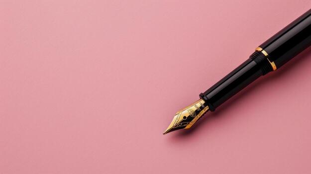 artístico clásico fuente bolígrafo en un pálido rosado antecedentes con abundante copyspace foto