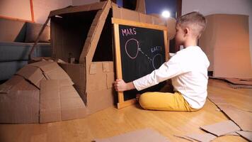the boy is planning a flight to Mars on a spaceship. New mission to Mars. video