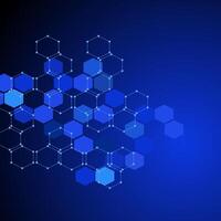 Science and technology background with hexagons. Molecular structure and chemical compounds. Geometric abstract background. illustration. vector
