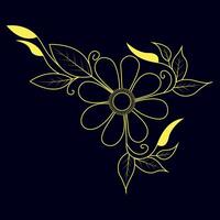Hand drawn flat design simple flower outline vector