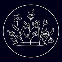 Hand drawn flat design simple flower outline vector
