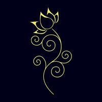 Hand drawn flat design simple flower outline vector
