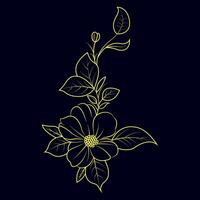 Hand drawn flat design simple flower outline vector