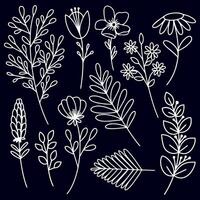 Hand drawn flat design simple flower outline vector