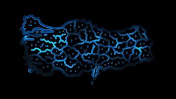 Neon frame effect Turkey map , black background. video