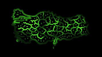Neon frame effect Turkey map , black background. video