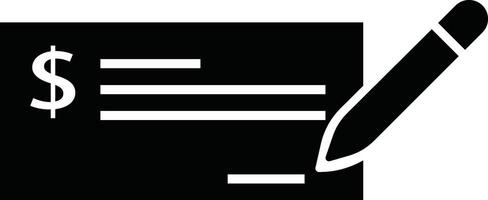 Payment check icon in flat style. for apps or website bank cheque symbol. paycheck sign in black Bank Check related glyph icon. Isolated on vector