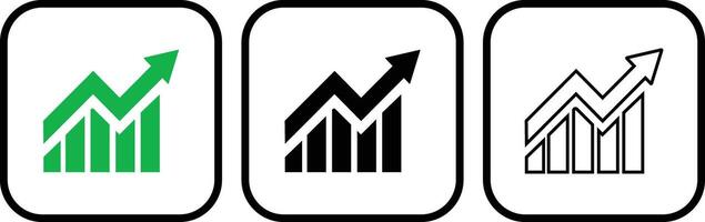 Growing bar graph icon in flat, line set. for app or web Statistics and analytics, data, charts diagrams, money, increasing arrow business graph animation isolated on vector