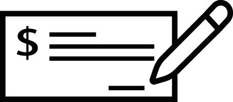 Payment check icon in line style. for apps or website bank cheque symbol. paycheck sign in black Bank Check related glyph icon. Isolated on vector