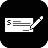 Payment check icon in flat style. for apps or website bank cheque symbol. paycheck sign in black Bank Check related glyph icon. Isolated on vector