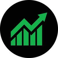 Growing bar graph icon in flat for app or web Statistics and analytics, data, charts diagrams, money, Abstract increasing arrow business graph animation isolated on vector