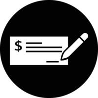 Payment check icon in flat style. for apps or website bank cheque symbol. paycheck sign in black Bank Check related glyph icon. Isolated on vector