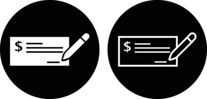 Payment check icon in flat style set. for apps or website bank cheque symbol. paycheck sign in black Bank Check related glyph icon. Isolated on. vector