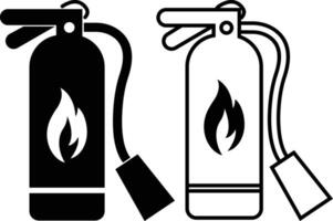 Emergency fire extinguisher icon in flat line set for apps or website sign symbol for Safety Security Fire Extinguisher services Laboratory Equipment isolated on vector