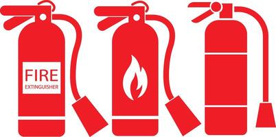 Emergency fire extinguisher icon in flat set for apps or website sign symbol for Safety Security Fire Extinguisher services Laboratory Equipment isolated on vector