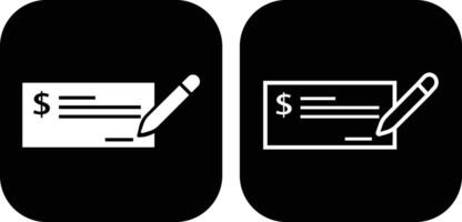 Payment check icon in flat style set. for apps or website bank cheque symbol. paycheck sign in black Bank Check related glyph icon. Isolated on. vector