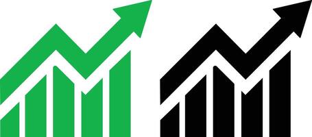 Growing bar graph icon in flat set. for app or web Statistics and analytics, data, charts diagrams, money, Abstract increasing arrow business graph animation isolated on vector