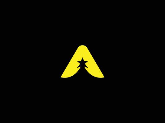 Letter or word A font like Star and a graphic icon logo design abstract concept