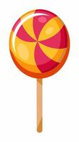 Colorful lollipop with a swirled pattern isolated on white background. Sweet candy in a minimalist style. Concept of confectionery, dessert. Print, design element vector