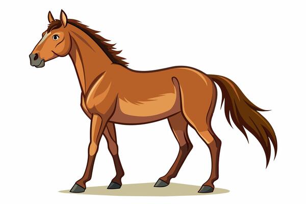 Elegant brown horse illustration on white background. concept of equine beauty, majestic animal, equestrian themes, minimalist style. print, icon, logo, element for design.