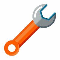 Cartoon wrench with a handle isolated on a white background. Concept of hand tool illustration mechanic or repair work simple and bold style. Print, element for design. vector