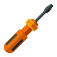 Screwdriver isolated on white background. Illustration of a classic tool with an orange handle and gray tip. Concept of hardware, DIY, handyman, maintenance. Print, icon, logo, element for design.. vector
