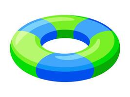 Brightly colored inflatable swim ring. Colorful float ring for summer swimming. Concept of summer, pool fun, vacation, water safety. Graphic art. Isolated on white background. Print, design element vector