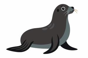 Cute cartoon sea lion illustration isolated on white background. Concept of marine life, adorable animal character, nature wildlife, playful baby sea lion. Print, icon, logo, design element. vector