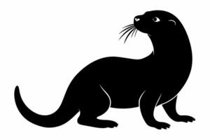 Black silhouette of a sea otter isolated on a white background. Concept of wild animal illustration, minimalist style. Print, icon, logo, template, pictogram, element for design. vector